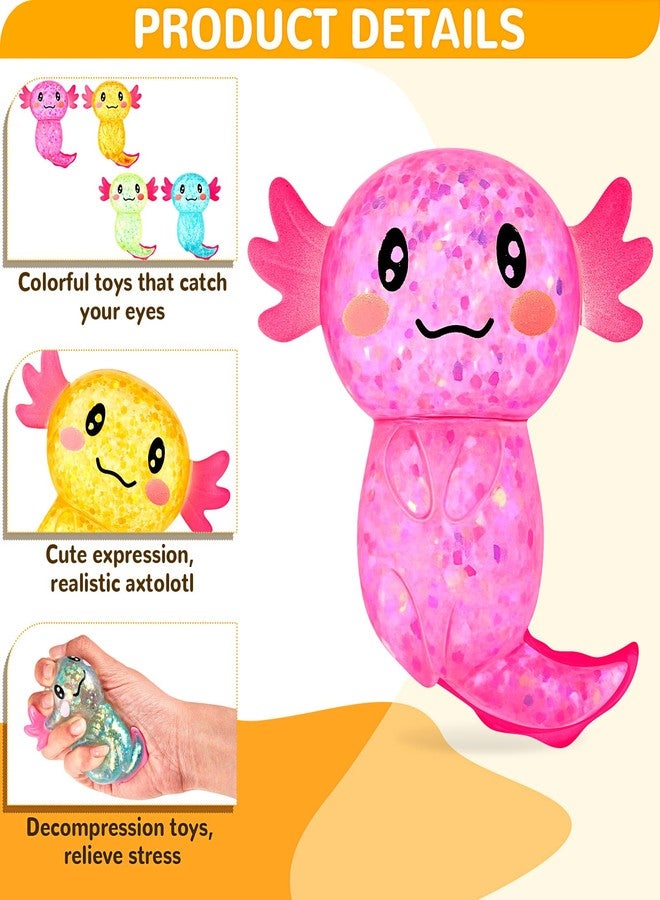 Simgoing 4 Pcs Axolotl Stress Toy Squeeze Axolotl Party Favors Malt Sugar Filled Stretchy Fidget Stress Ball Sensory Toys for Adults Soothing Christmas Birthday Party Gift (Standing Posture) - Image 3